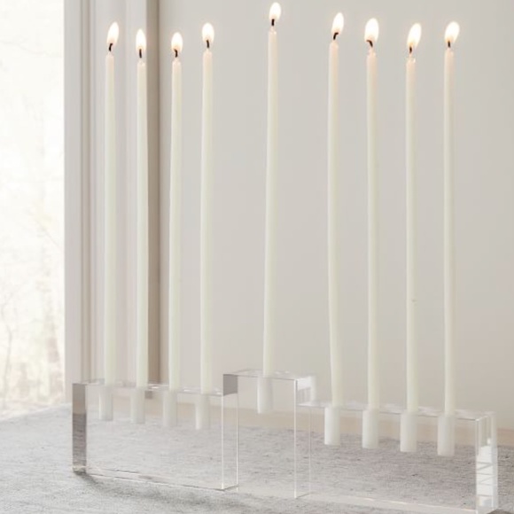 Williams Sonoma Mod Glass Menorah.Sz. 11.25"w x 1.1"d x 2.75"h.